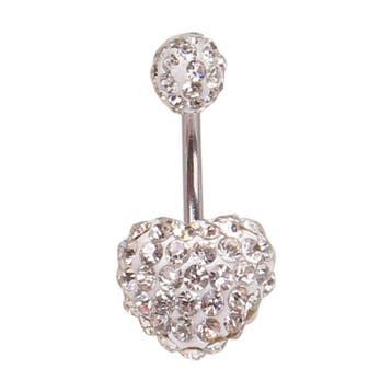 Fako Bijoux - Navelpiercing - Disco Dots Duo - Hart - Wit, Verzenden, Nieuw