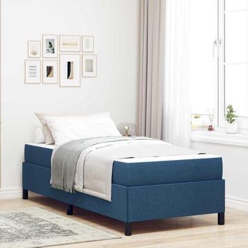 vidaXL Boxspringbed Blauw 90 x 190 cm Stof, Verzenden, Nieuw, Blauw, Stof