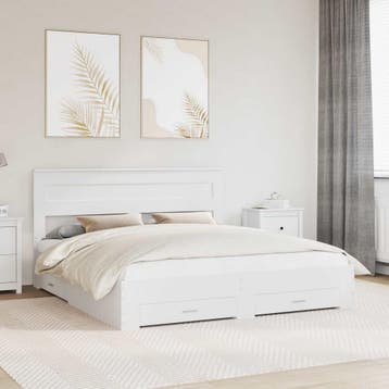 vidaXL Bedframe met lade met hoofdeinde Wit 180 x 200 cm, Verzenden, Nieuw, Wit, Hout