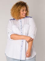 YESTA streep blouse oprol mouwen Maat:, Verzenden, Nieuw, Overige kleuren