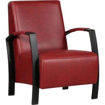Leren fauteuil Glory - Granada Rouge (rood), Nieuw, Ophalen of Verzenden, 50 tot 75 cm, Industrieel, Modern