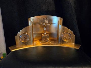 Bureauklok - Art Deco Messing - 1940-1950