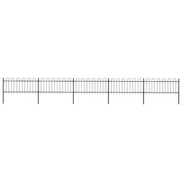 vidaXL Tuinhek met ringtop staal 838x80 cm zwart, Verzenden, Nieuw, IJzer, Minder dan 1 meter