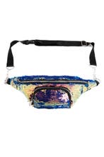 Heuptas Rond Voorvak Pailletten Olie Donkerblauw Roze Kettin, Sieraden, Tassen en Uiterlijk, Tassen | Damestassen, Ophalen of Verzenden