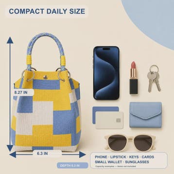 Mini Gebreide Bucket Bag Dames - Kleurrijk Colorblock Polsta, Sieraden, Tassen en Uiterlijk, Tassen | Damestassen, Verzenden, Nieuw