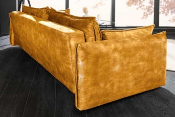 Design slaapbank APARTMENT 215cm mosterdgeel fluweel, Ophalen of Verzenden, Nieuw