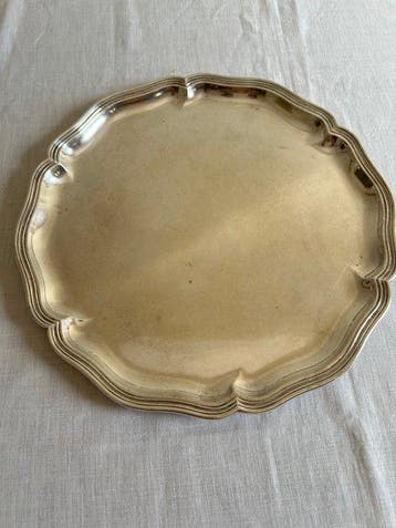 Dienblad - .830 zilver - Groot massief zilveren dienblad, Antiek en Kunst