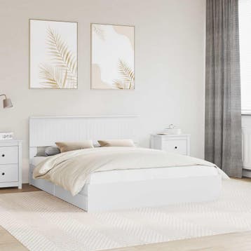 vidaXL Opslag bed met lade met opslag Wit 160 x 200 cm, Verzenden, Nieuw, Wit, Hout