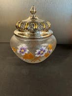 Koektrommel - Glas, Metaal, Emaille - Bonbonnière met