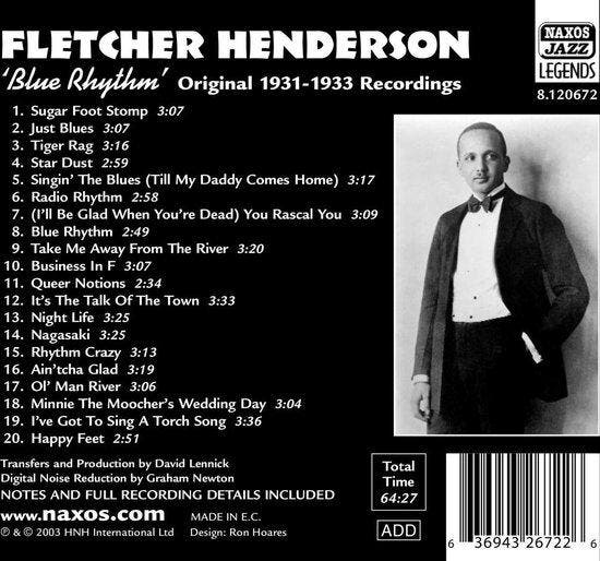 Fletcher Henderson Feat. Coleman Hawkins - Blue Rhythm, Cd's en Dvd's, Cd's | Overige Cd's, Verzenden