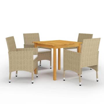 vidaXL 5-delige Tuinset beige, 4 zitplaatsen, Nieuw, Tuinset, Verzenden