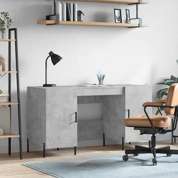 vidaXL Bureau 140x50x75 cm bewerkt hout betongrijs, Verzenden, Nieuw