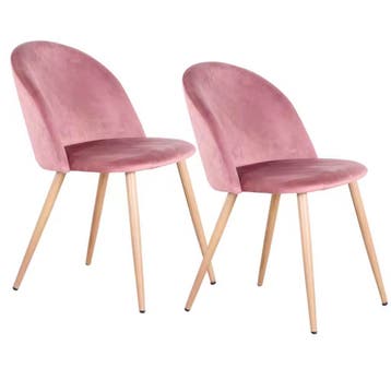 Set van 2/4/6 Fluwelen Stoelen Roze – Eetkamerstoelen, Twee, Overige kleuren, Verzenden, Nieuw