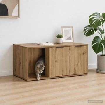 vidaXL Kattenkrat meubel Artisanaal eiken 100 x 49 x 45 cm, Verzenden, Nieuw