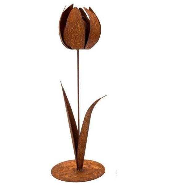 Roest decoratieve tulp 10x30 cm – Handgemaakte tuindecoratie, Tuin en Terras, Tuinwanddecoratie, Verzenden