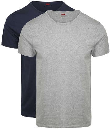 Levis T-shirt Solid Crew Navy Grijs 2Pack maat XL Heren, Kleding | Heren, T-shirts, Levi's, Verzenden, Blauw, Maat 56/58 (XL)