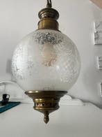 Plafondlamp - Glas, Messing - Vintage Messinglamp
