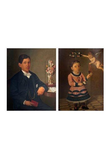 Eduardo Fiore (1831-1916), attribuito a - Coppia di ritratti