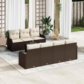 vidaXL Tuin Sofa Set Bruin 55 x 55 x 37 cm poly rattan, Verzenden, Nieuw, Rotan, 8 zitplaatsen