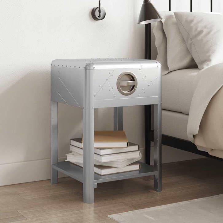 vidaXL Bijzettafel met 1 lade vintage luchtvaartlook, Huis en Inrichting, Tafels | Bijzettafels, Nieuw, 45 tot 60 cm, Verzenden
