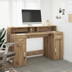 vidaXL Bureau met LED-verlichting 140x55x91 cm hout, Verzenden, Nieuw
