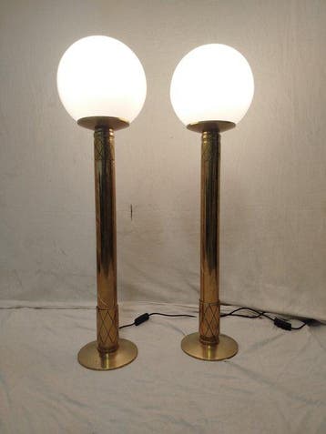 Lamp (2) - Verguld messing - Een paar grote lampen