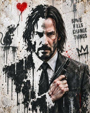 John Wick -  KILLER INSTINCT con stile artistico Banksy -, Nieuw