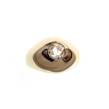 Gouden ring met grote diamant 0,40 ct., Gebruikt, Ophalen of Verzenden, 17 tot 18, Met edelsteen