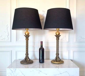 Lamp (2) - Neoclassieke stijl - Patineerde messing en