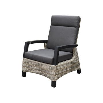 Dallas stoel bank loungeset 4 delig verstelbaar grijs, Tuin en Terras, Ophalen of Verzenden, Nieuw, Wicker