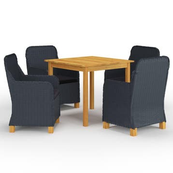 vidaXL 5-delige Tuinset donkergrijs, Tuin en Terras, Tuinsets en Loungesets, 4 zitplaatsen, Nieuw, Tuinset, Verzenden