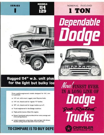 1964 DODGE 114 & 129 BROCHURE ENGELS, Nieuw, Author