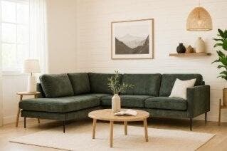 Hoekbank Gardolo 2.5 zits Velvet groen- Adore156, Huis en Inrichting, Banken | Bankstellen, Ophalen of Verzenden, Nieuw