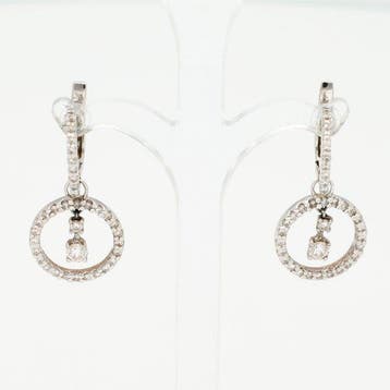 Oorbellen - 18 karaat Witgoud Diamant (Natuurlijk), Sieraden, Tassen en Uiterlijk, Oorbellen, Nieuw
