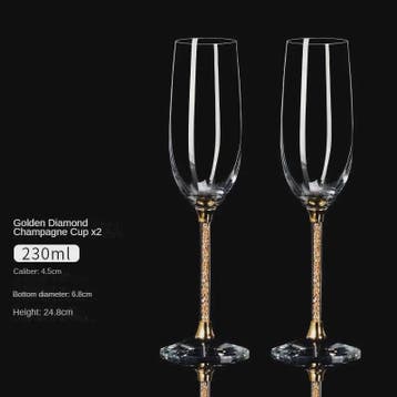 Luxe Kristallen Champagneglazen Set - Handgemaakt met Diaman, Verzenden