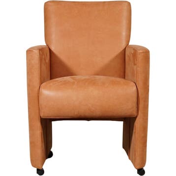 Leren eetkamerstoel Elegant - Kenia Rost (oranje) - Met, Ophalen of Verzenden, Nieuw, Leer, Eigentijds, Modern
