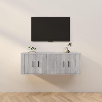 vidaXL Tv-wandmeubels 2 st 57x34,5x40 cm grijs sonoma, Huis en Inrichting, Verzenden, Nieuw, Overige houtsoorten