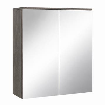 Spiegelkast Toledo 60 x 20 x 60 cm Grijs Eiken Badkamerkast, Huis en Inrichting, Verzenden, Nieuw, Spiegelkast
