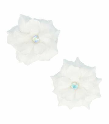 Haarspeld Duckklemmen 6cm – Bloemvorm met Steentje – Wit –, Nieuw