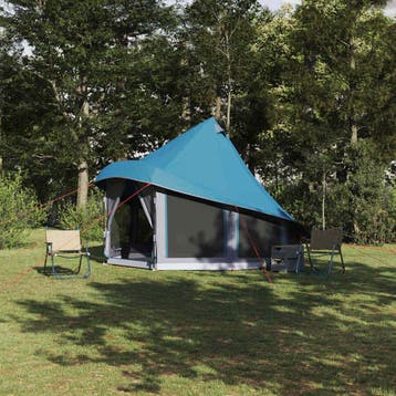 vidaXL Tipi Tent met dak met opslag Blauw 404 x 370 x 270 cm, Verzenden, Nieuw, Tot en met 2