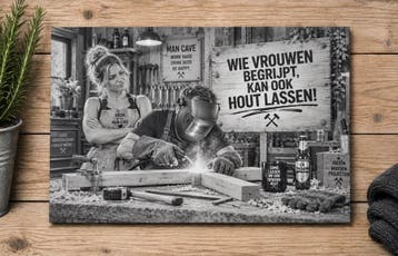Wie vrouwen begrijpt kan ook hout lassen, Eigen ontwerp, Vintage, Nieuw, Wandbord of Wandpaneel
