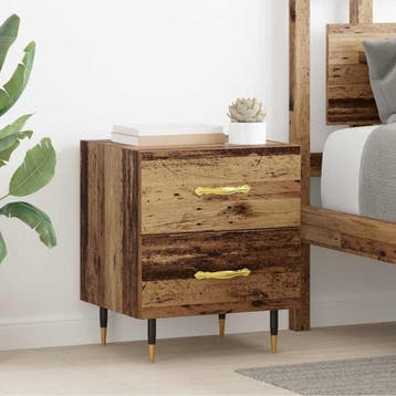 vidaXL Nachtkastje 2 st Oudhout 40 x 35 x 47,5 cm Bewerkt, Huis en Inrichting, Minder dan 45 cm, Verzenden, Nieuw, Minder dan 55 cm