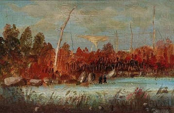 Italiaanse school (XX) - Lago di Massaciuccoli, Toscana