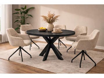 Veiling -  Eettafel Villa Rond - Diameter 130 - Hout - Matri, Nieuw