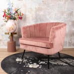 Norah fauteuil velvet zalmroze, Ophalen of Verzenden, Nieuw