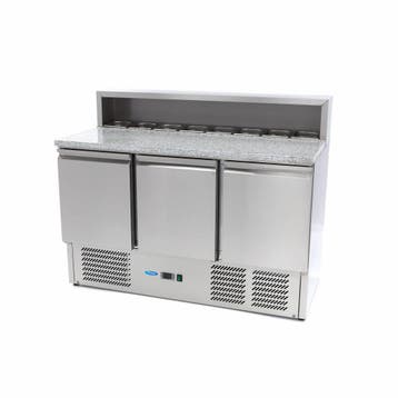Pizzawerkbank - 137 cm - 3 Deuren - 8 x 1/6 GN - incl. RVS A, Zakelijke goederen, Horeca | Keukenapparatuur, Verzenden, Nieuw in verpakking