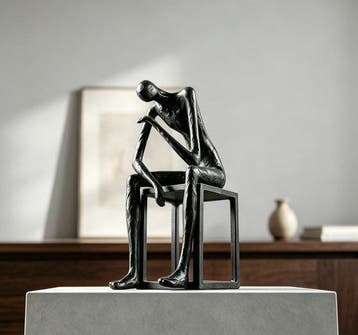 sculptuur, Modern Abstract Thinker Figure Sculpture - 23 cm
