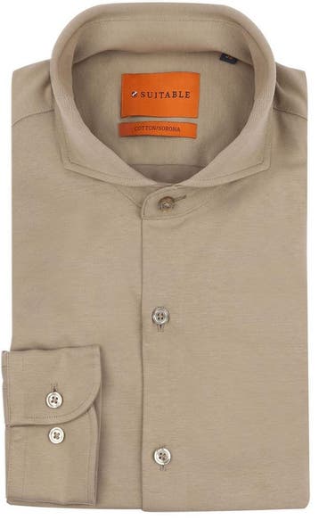 Suitable Sorona Overhemd Beige maat 41 Heren, Verzenden, Nieuw, Beige, Suitable