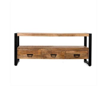 TV-Meubel Britt mangohout metaal 150 cm - naturel |, Ophalen of Verzenden, Nieuw