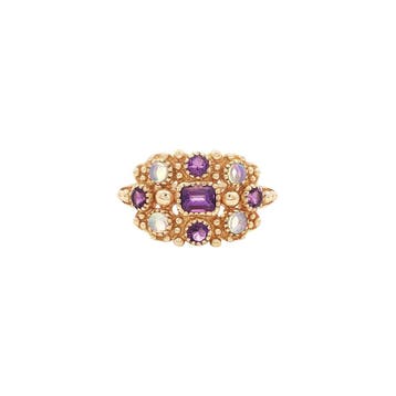 Gouden ring met amethist en opaal 14 kt, Sieraden, Tassen en Uiterlijk, Ringen, Ophalen of Verzenden, Nieuw